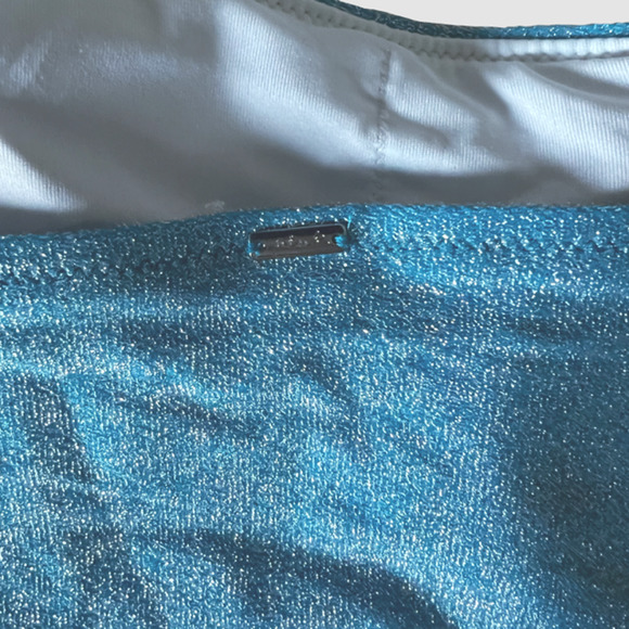 PINK Victoria's Secret Shimmer One Shoulder One-Piece Swimsuit Blue, NWT- Size L - Picture 5 of 8